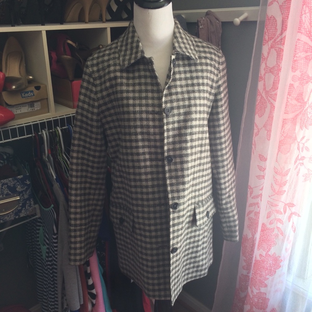 Bernard Holtzman VINTAGE 100% wool coat gray plaid